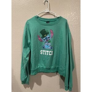 Disney Lilo & Stitch St. Patrick's Day Shamrock Green crewneck sweatshirt XL
